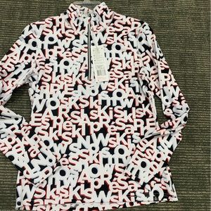 NWT 1/4 Zip Base layer with graphic letters for ski